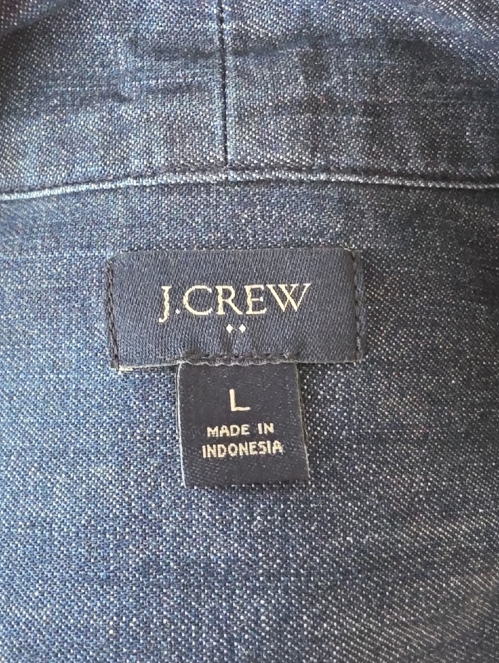J.CREW Blue Denim V-Neck Button Up Tie Neck Business Casual‎ Preppy Blouse Top L - Picture 6 of 7